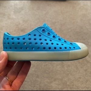 Blue Native shoes w/ glow in the dark sole